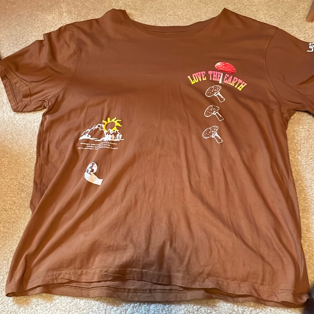 love natures gifts graphic tee shirt brown with plants back and front design